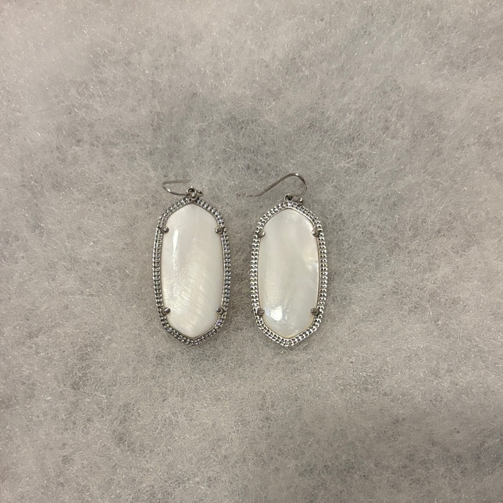 Kendra Scott Silver and White Drop Earrings
